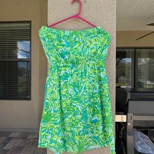 Lilly Pulitzer Strapless Green and Blue Dress